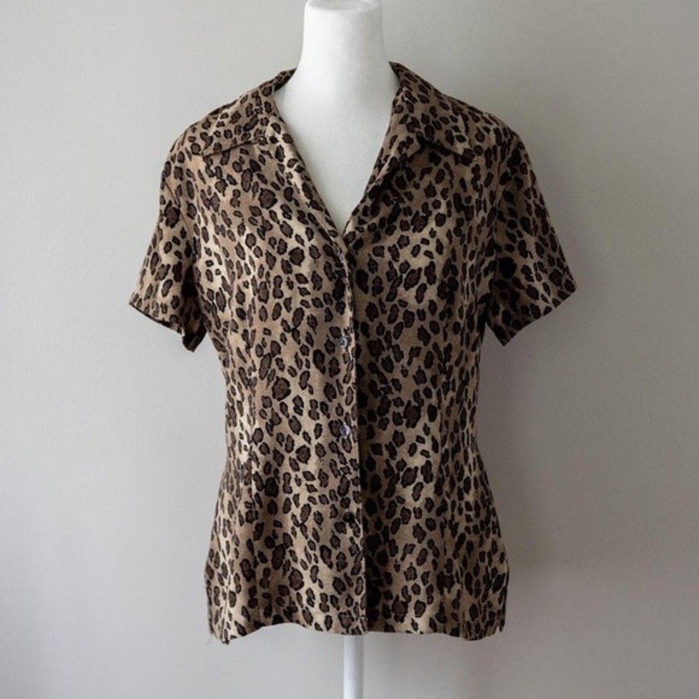 Emma James Leopard Print Button Down Blouse